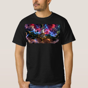 Epischer kosmischer Fantasy-Wächter mit Blitz und T-Shirt