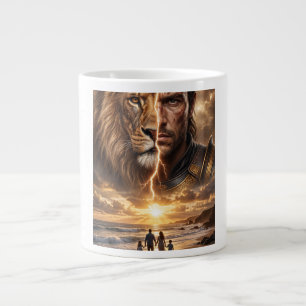 Epischer Löwe und Krieger Sonnenuntergang Jumbo-Tasse