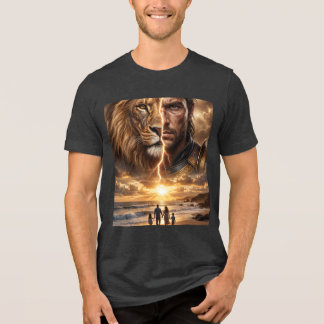 Epischer Löwe und Krieger Sonnenuntergang Tri-Blend Shirt