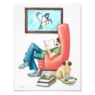 Epischer Mops King Author Kunstdruck Fotodruck