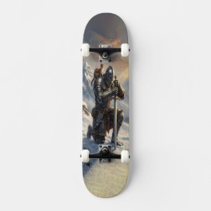 Epischer Ritter & Hermelin Fantasy-Kunst Skateboard