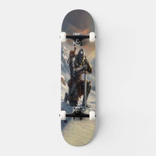Epischer Ritter & Hermelin Fantasy-Kunst  Skateboard (Vorderseite)
