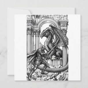 Epischer Ritter vs. Drache Fantasy Einladung
