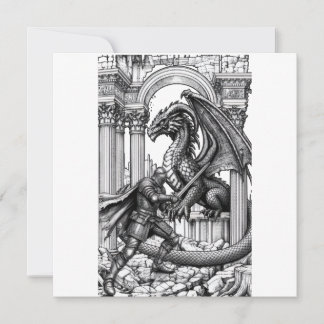 Epischer Ritter vs. Drache Fantasy Einladung