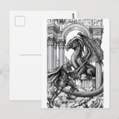 Epischer Ritter vs. Drache Fantasy Postkarte (Vorne/Hinten)
