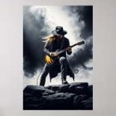 Epischer Rockgitarrist Rauch-Effekt Poster (Vorne)