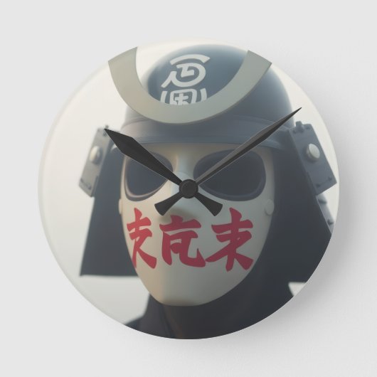 epischer Samurai Runde Wanduhr (Vorderseite)