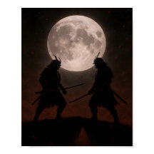 Epischer Samurai-Zweikampf unter dem Vollmond-Post