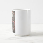 Epischer schwarzer Drache über brennender Burg Fan Kaffeetasse (Mittel)
