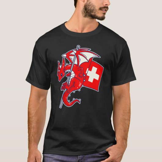 Epischer Schweizer Drache Stolz Schweizer Flagge T-Shirt (Vorderseite)