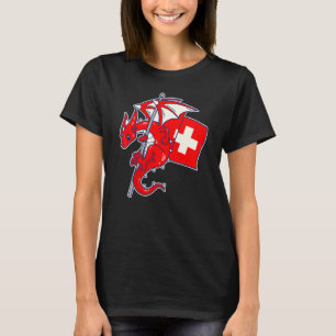 Epischer Schweizer Drache  Stolz Schweizer Flagge T-Shirt