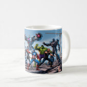 "Epischer Showdown: Avengers vs Enemy Forces" Kaffeetasse (VorderseiteRechts)
