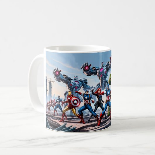 "Epischer Showdown: Avengers vs Enemy Forces" Kaffeetasse (Vorderseite Links)