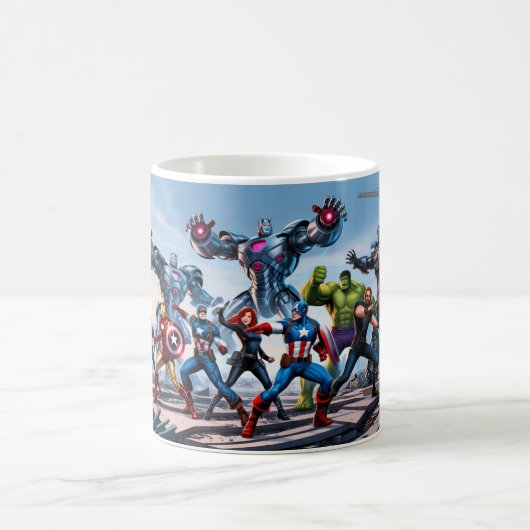 "Epischer Showdown: Avengers vs Enemy Forces" Kaffeetasse (Mittel)