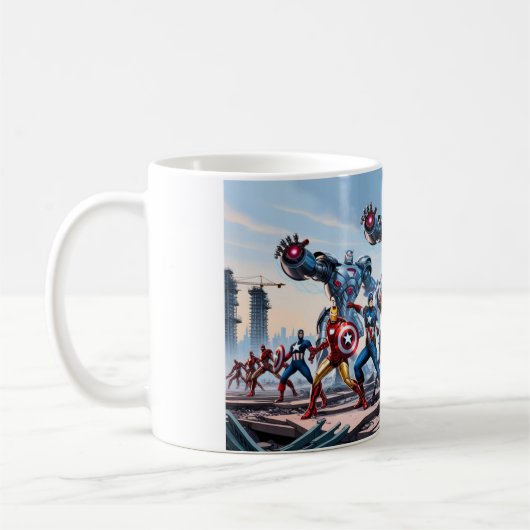 "Epischer Showdown: Avengers vs Enemy Forces" Kaffeetasse (Links)