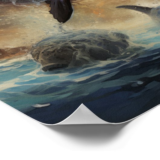 Epischer Showdown: Orca vs Godzilla Poster - Entle (Ecke)