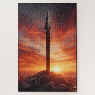 Epischer Speer in einer mystischen Sonnenuntergang Puzzle