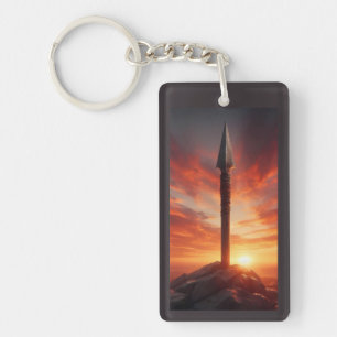 Epischer Speer in einer mystischen Sonnenuntergang Schlüsselanhänger