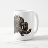 Epischer Wikinger Maine Coon Katzenkrieger Kaffeetasse (VorderseiteRechts)