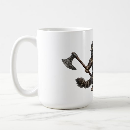 Epischer Wikinger Maine Coon Katzenkrieger Kaffeetasse (Links)