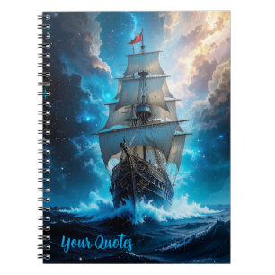 Episches Fantasy-Segelschiff Sturm Ozean Notizblock