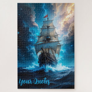 Episches Fantasy-Segelschiff Sturm Ozean Puzzle