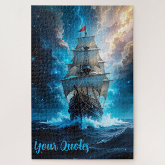 Episches Fantasy-Segelschiff Sturm Ozean Puzzle