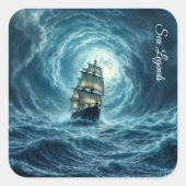Episches Sturmschiff-Wellen-Abenteuer Quadratischer Aufkleber (Vorderseite)