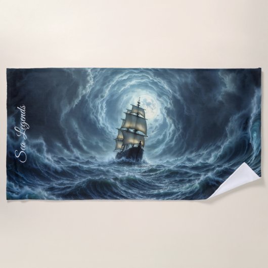 Episches Sturmschiff-Wellen-Abenteuer Strandtuch (Vorderseite)