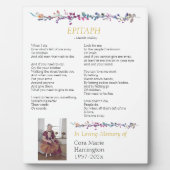 Epitaph Gedicht Custom Memorial Tabletop Fotoplatte (Vorderseite)