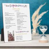 Epitaph Gedicht Custom Memorial Tabletop Fotoplatte (Seite)