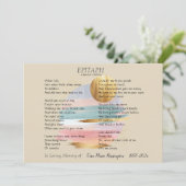 Epitaph Gedicht II | Anpassbare Memorykarte Ankündigung (Stehend Vorderseite)