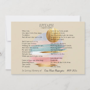 Epitaph Gedicht II   Anpassbare Memorykarte Ankündigung