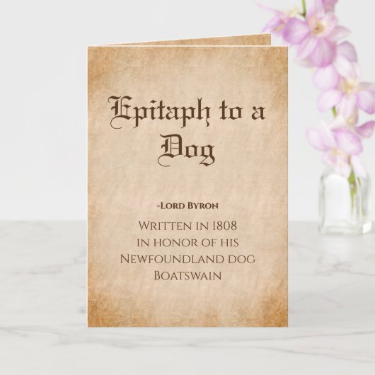 Epitaph zu einem Dog Gedicht von Lord Byron Karte (Orchidee)