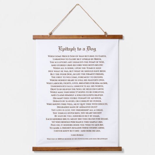 Epitaph zu einem Dog Gedicht von Lord Byron Wandteppich Mit Holzrahmen (Vorderseite)