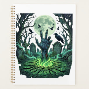 Epitapip Zombie Hand Vollmond Friedhof Planer