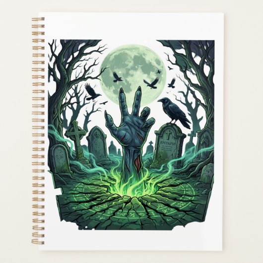 Epitapip Zombie Hand Vollmond Friedhof Planer (Vorderseite)