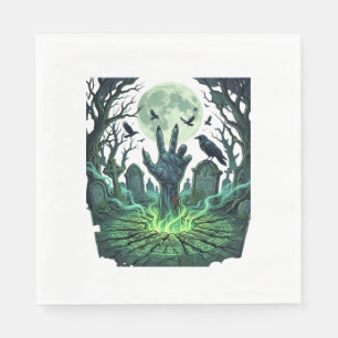 Epitapip Zombie Hand Vollmond Friedhof Serviette