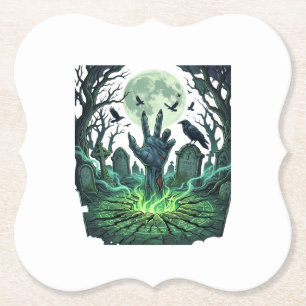 Epitapip Zombie Hand Vollmond Friedhof Untersetzer