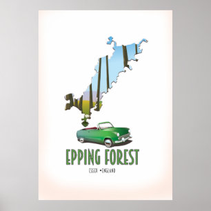 Epping Forest Essex England Karte Poster