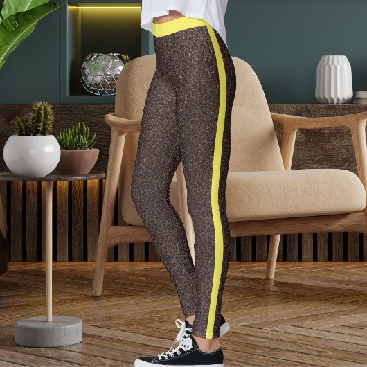 Epresso Gelbe Spakles Glitzer Muster Streifen Leggings