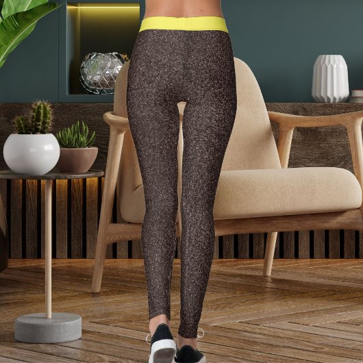 Epresso Gelbe Spakles Glitzer Muster Streifen Leggings