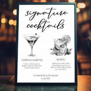 Epresso Martini Mojito Schwarz Weiß Cocktails Poster