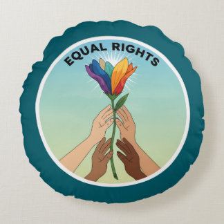 Equal Rights Rainbow Flower-Diverse and Unity Rundes Kissen