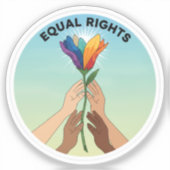Equal Rights Rainbow Flower – Diversity and Unity Aufkleber (Vorderseite)