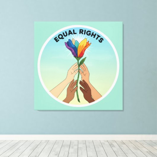 Equal Rights Rainbow Flower – Diversity and Unity Leinwanddruck (Insitu (Holzboden))