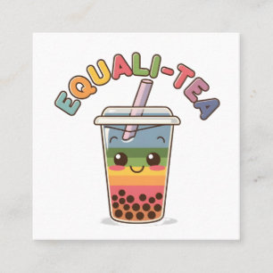 Equali-Tea Lustiges LGBTQ-Bubble-Tea Stolzmonat Quadratische Visitenkarte