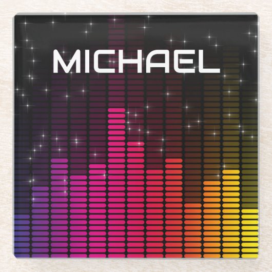 Equalizer Disco-Lichter Musiklautstärke Personalis Glasuntersetzer (Vorderseite)