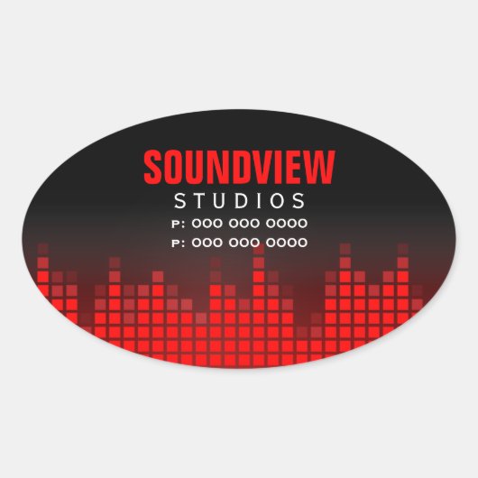 Equalizer Red Sound Bars Werbeaufkleber Ovaler Aufkleber (Vorderseite)