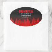 Equalizer Red Sound Bars Werbeaufkleber Ovaler Aufkleber (Tasche)